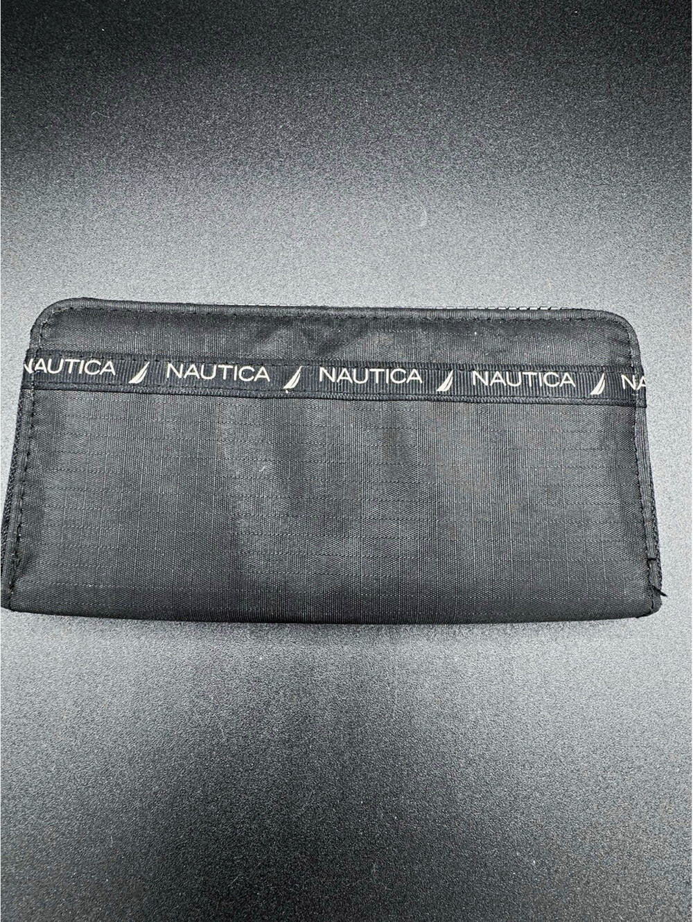 Nautica Black Zip Around Wallet Continental Clutch Logo Ribbon Organizer